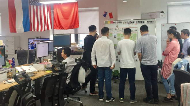 两个桌子间的团队